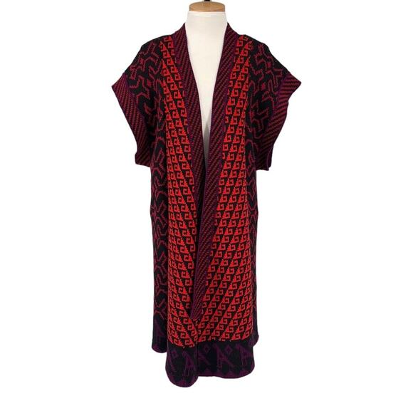 Woven Open Cardigan Sweater Lagenlook Free Size - Picture 2 of 7